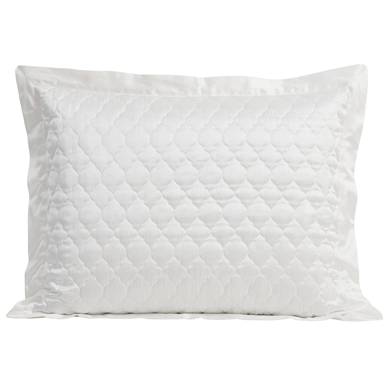 High Shine Satin Ogee Quilt Pillow Sham Set King / White Sham