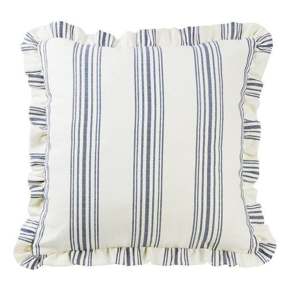 Prescott Striped Euro Sham w/ Ruffle Navy Sham