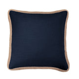 Washed Linen Jute Trimmed Euro Sham Navy Sham