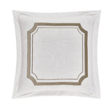 Madison Linen Euro Sham w/ Velvet Embroidery, 2 Colors Oatmeal Sham