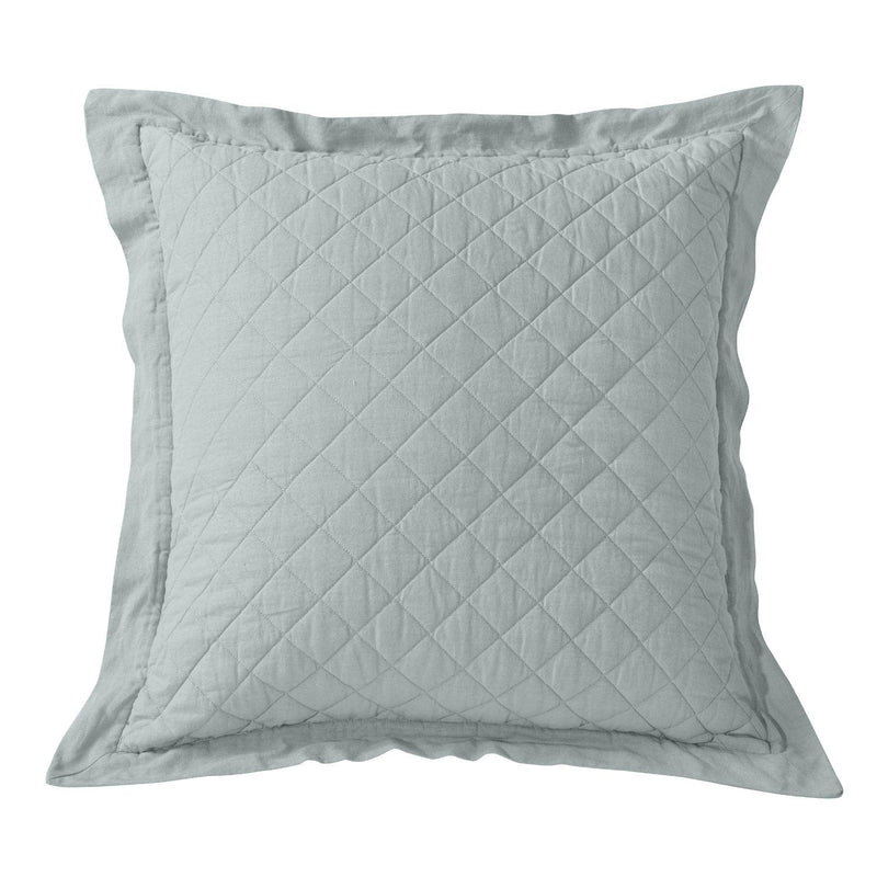 Linen Cotton Diamond Quilted Euro Sham Seaglass Sham