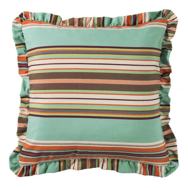 Serape Euro Sham w/ Ruffles - Turquoise, Orange & Brown Sham