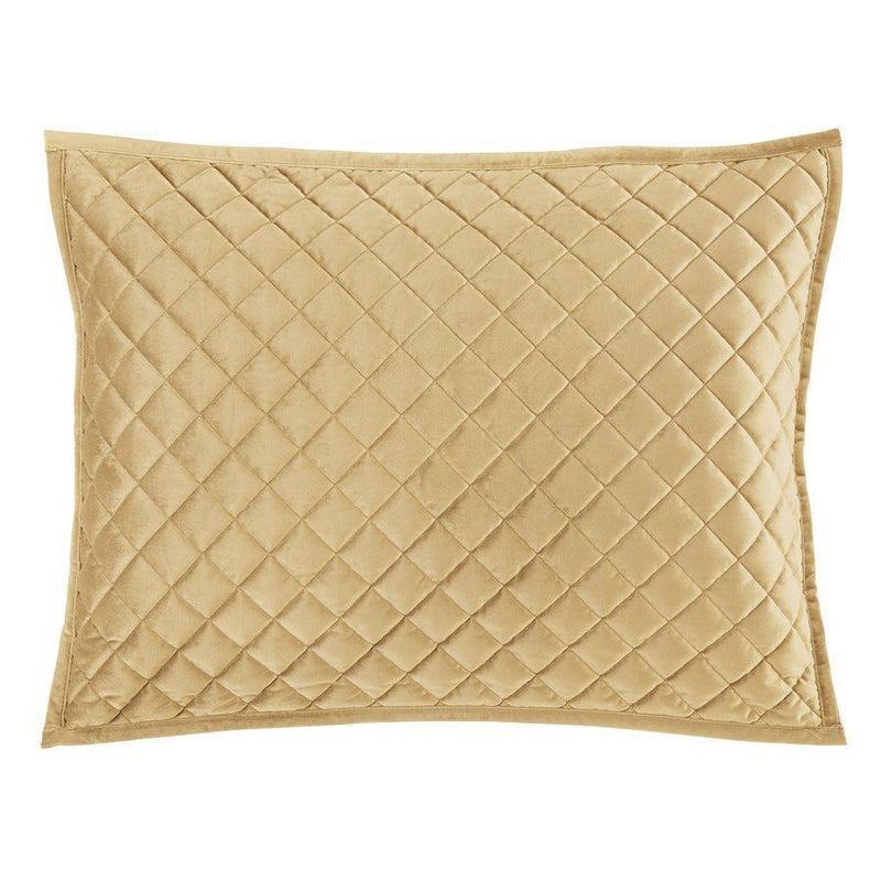 Velvet Quilted Pillow Sham - Standard/King (PAIR) Standard / Gold Sham