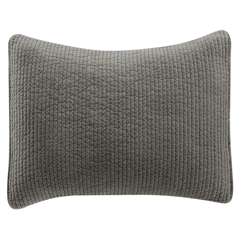 Stonewashed Cotton Quilted Velvet Pillow Sham Standard / Gray Sham