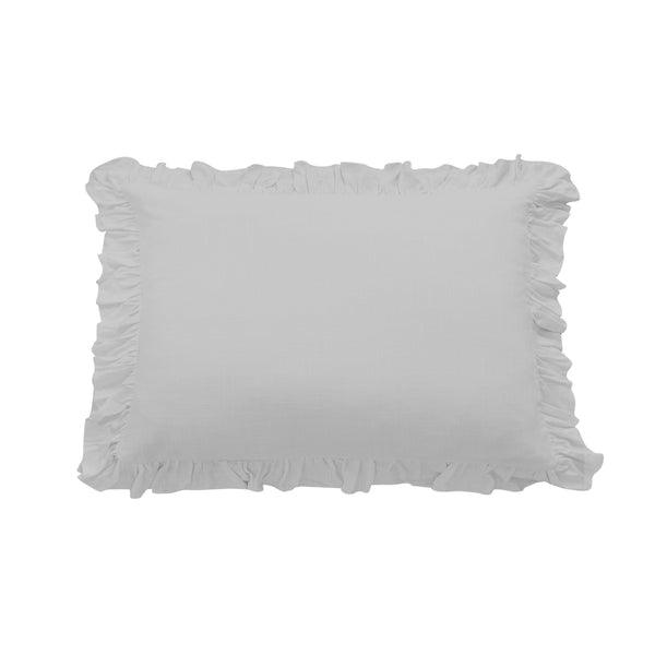 Lily Washed Linen Ruffled Pillow Sham Standard / Light Gray Sham