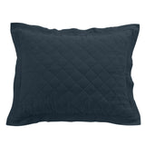 Linen Cotton Diamond Quilted Pillow Sham Standard / Navy Sham