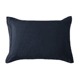 Washed Linen Tailored Pillow Sham Standard / Navy Sham