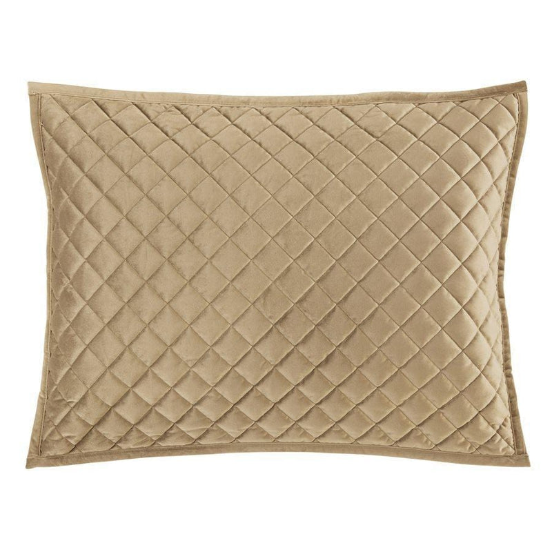 Velvet Quilted Pillow Sham - Standard/King (PAIR) Standard / Oatmeal Sham