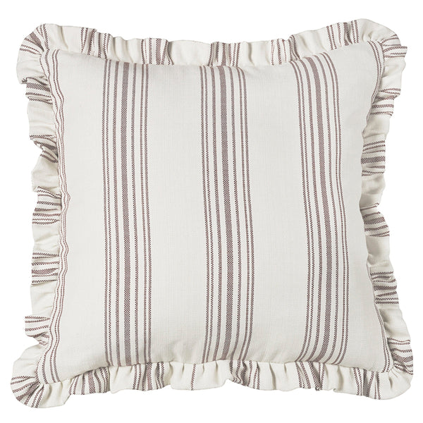 Prescott Striped Euro Sham w/ Ruffle Taupe Sham