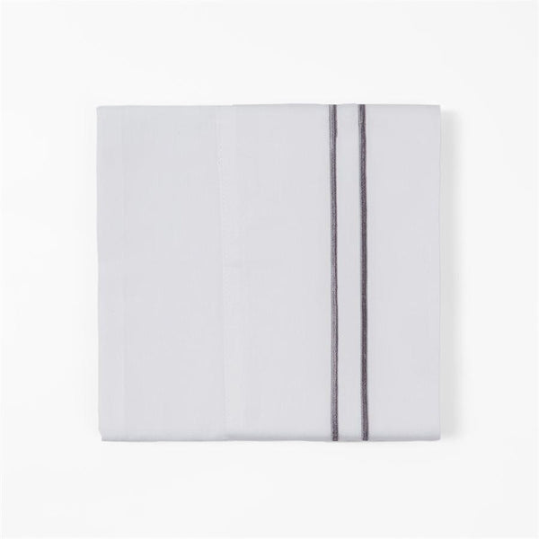 350 TC White Sheet Set With Gray Stripe Embroidery Sheet