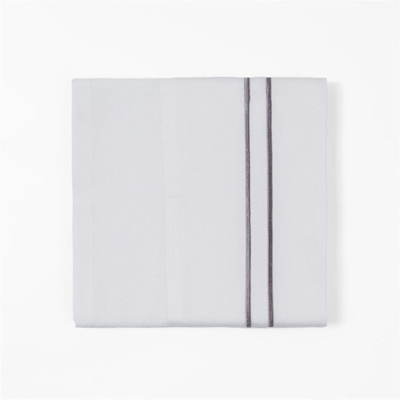 350 TC White Sheet Set With Gray Stripe Embroidery Sheet