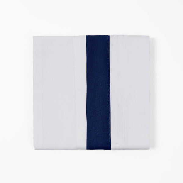 350TC White Sheet Set with Navy Flange Sheet