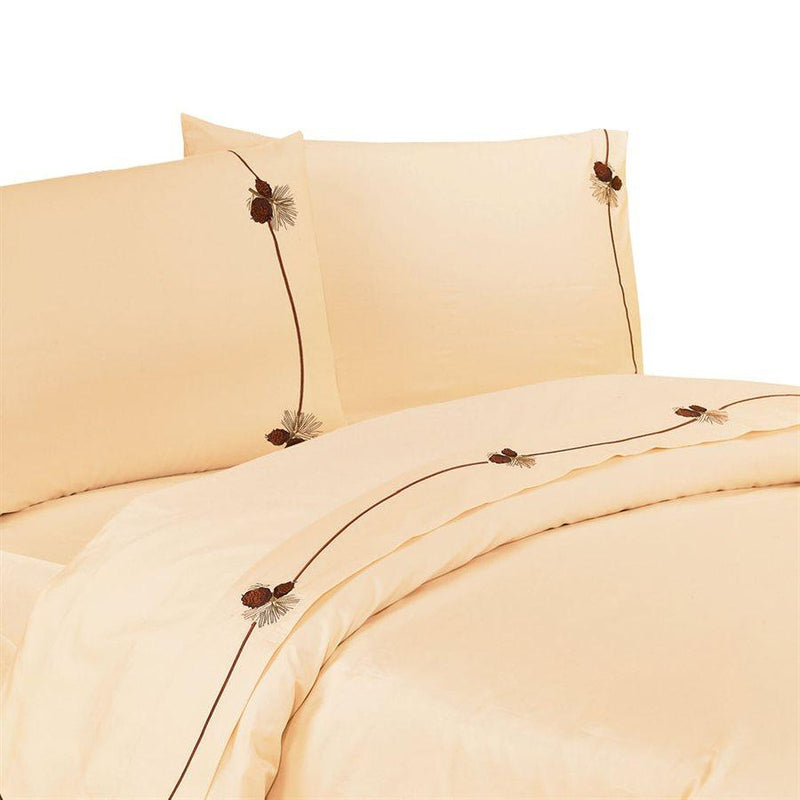 Pine Cone Sheet Set, 350 Thread Count (Cream/Chocolate) FULL / Cream Sheet