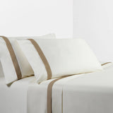 350TC Cream Sheet Set with Tan Flange Queen Sheet