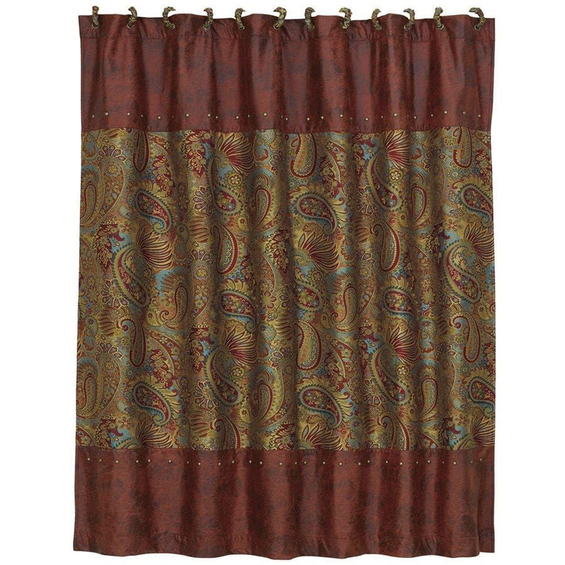 San Angelo Shower Curtain, Red Paisley Shower Curtain