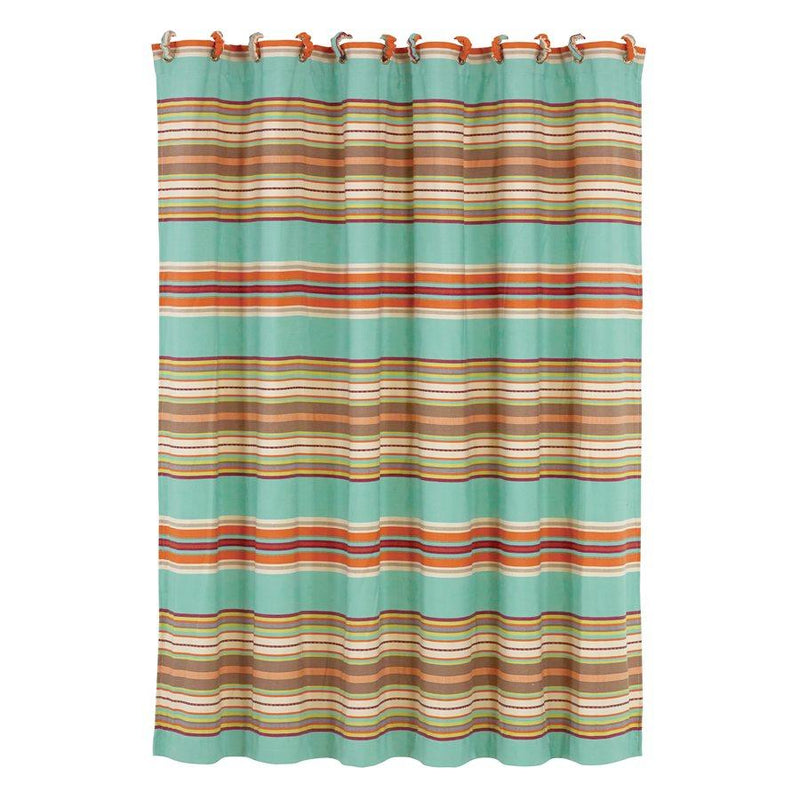 Serape Shower Curtain, Turquoise Stripe Shower Curtain