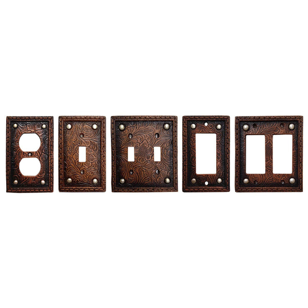 Tooled Resin Double Rocker Wall Switch Plate Switch Plates & Outlet Covers