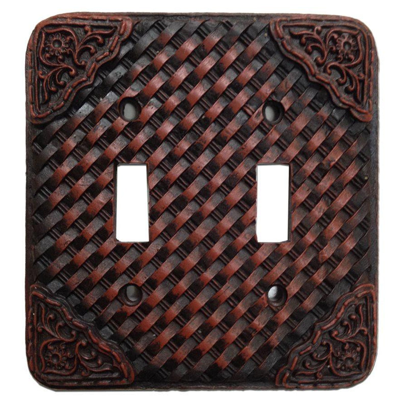 Tooled Resin Weaver Double Switch Wall Plate Switch Plates & Outlet Covers