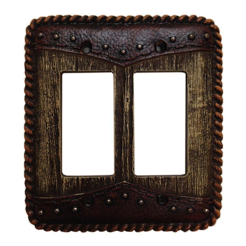 Woodgrain w/ Double Yoke Double Rocker Wall Switch Plate Switch Plates & Outlet Covers