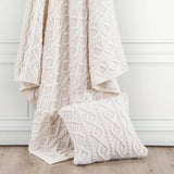 Cable Knit Soft Wool Throw Blanket Throw
