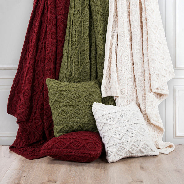 Cable Knit Soft Wool Throw Blanket Throw