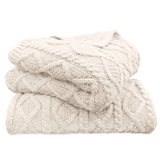 Cable Knit Soft Wool Throw Blanket Cream Throw