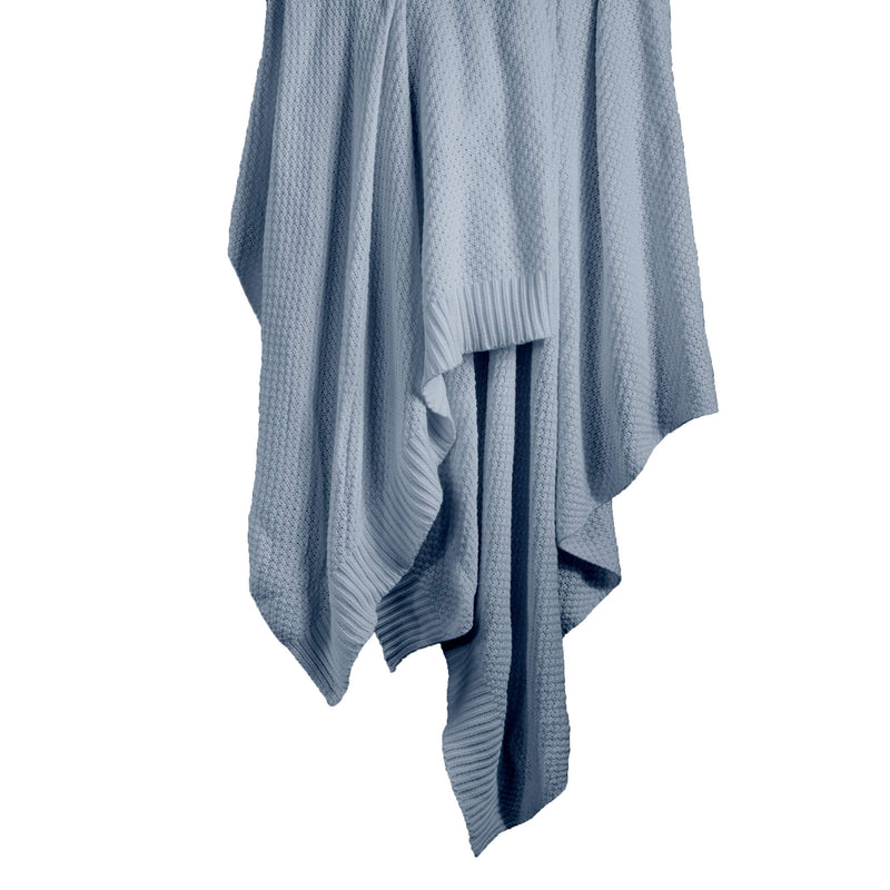 Cotton Knit Blanket Full/Queen / Light Blue Throw