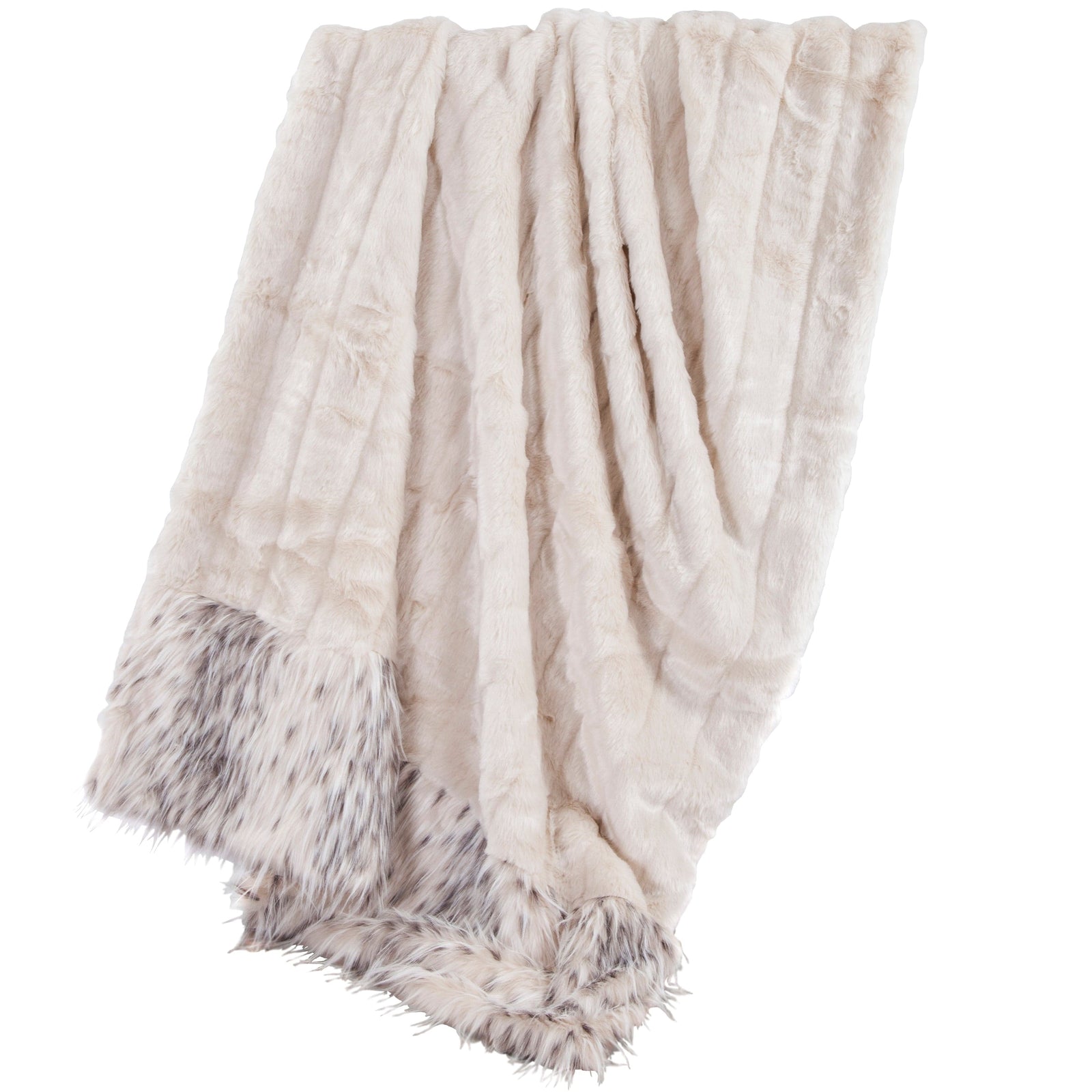 White Faux Mink & Snow Leopard Oversized Throw Blanket