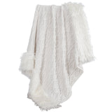 Nordic Cable Knit & Mongolian Fur Throw Blanket, 2 Colors, 50x80 White Throw