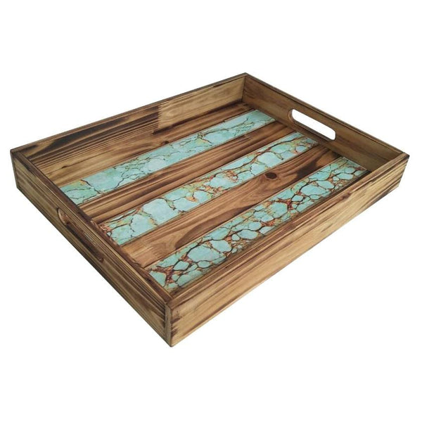 Wooden Tray w/ Turquoise Inlay Tray
