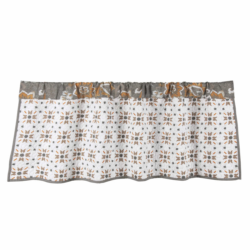 Abbie Western Paisley Quilted Valance, Gray Valance