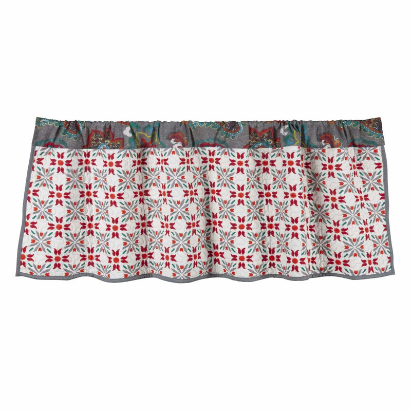 Abbie Western Paisley Quilted Valance, Teal Valance