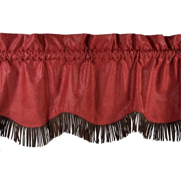 Cheyenne Red Leather Kitchen Valance w/ Fringe Valance