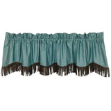 Cheyenne Turquoise Leather Kitchen Valance with Fringe Valance