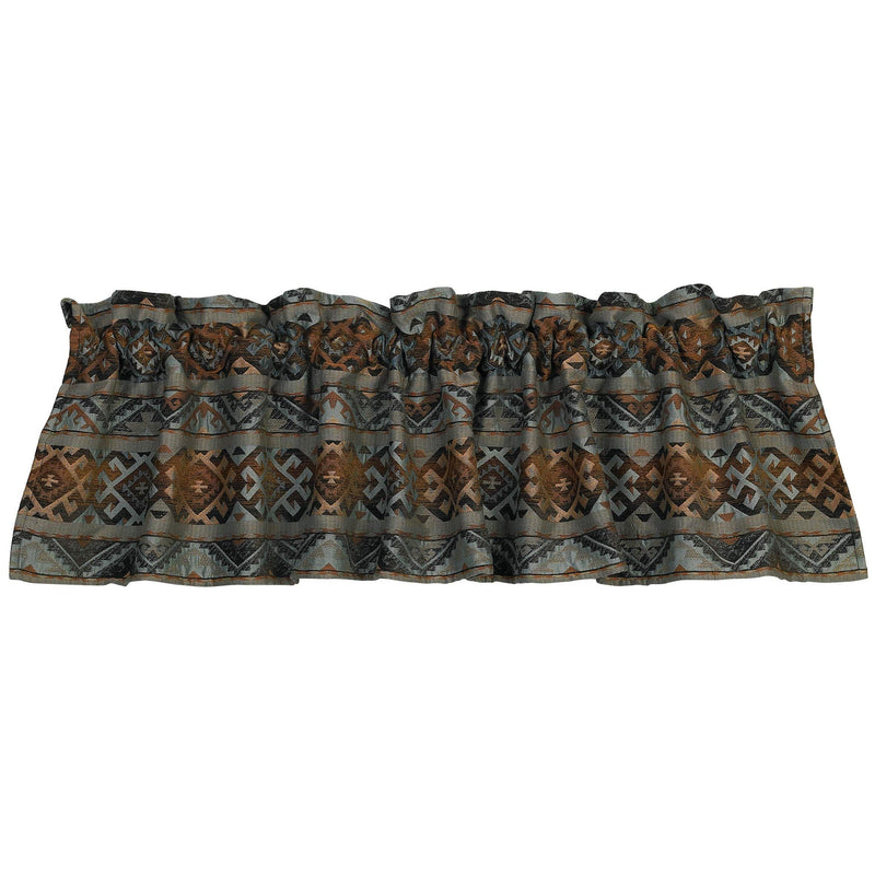 Del Rio Blue & Brown Chenille Kitchen Valance Valance