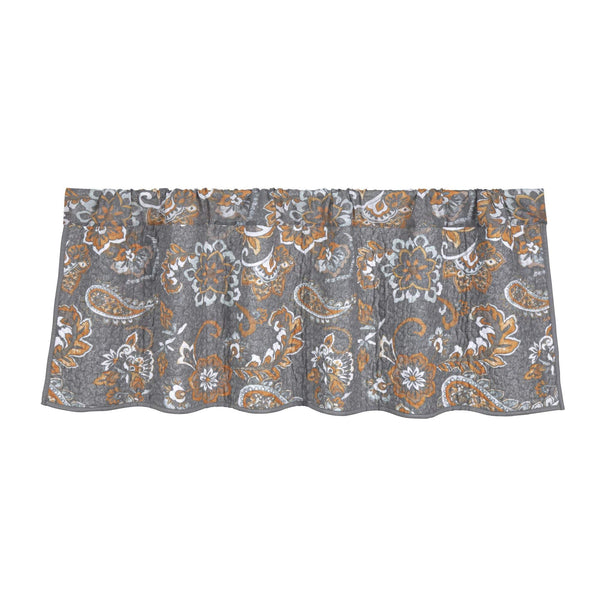 Abbie Western Paisley Quilted Valance, Gray Gray Valance