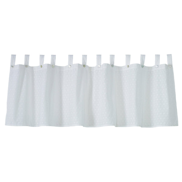 Salado White Cotton Kitchen Valance w/ Medallion Valance