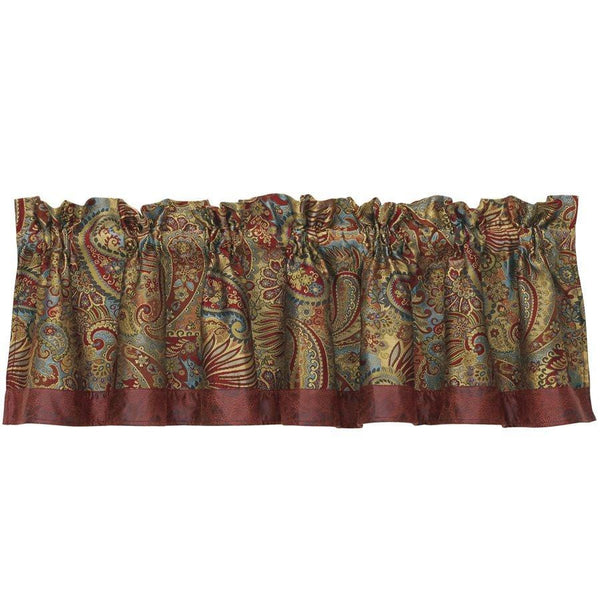 San Angelo Red Kitchen Valance w/ Paisley Valance