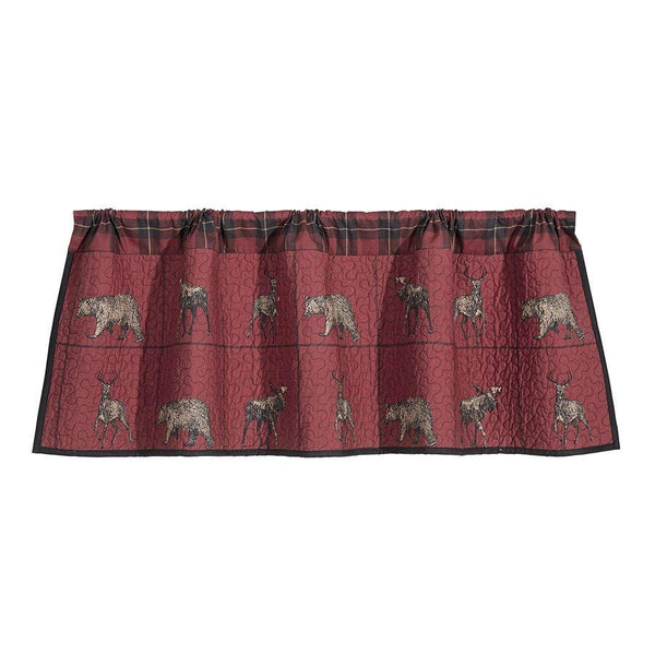 Woodland Plaid Red Quilted Kitchen Valance Valance
