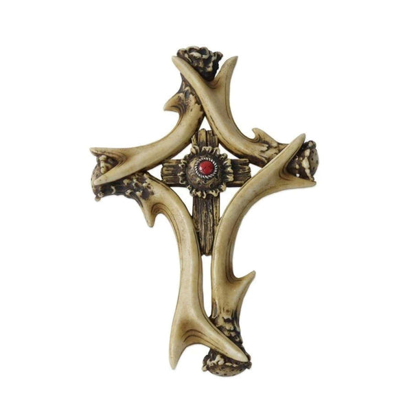 Antler Cross w/ Red Accent Wall Decor Wall Decor
